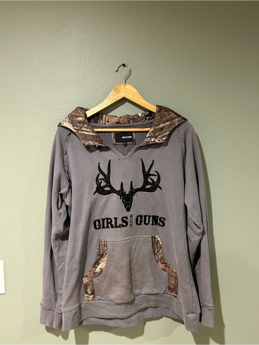 Girls With Guns Gray and Camo Logo Hoodie